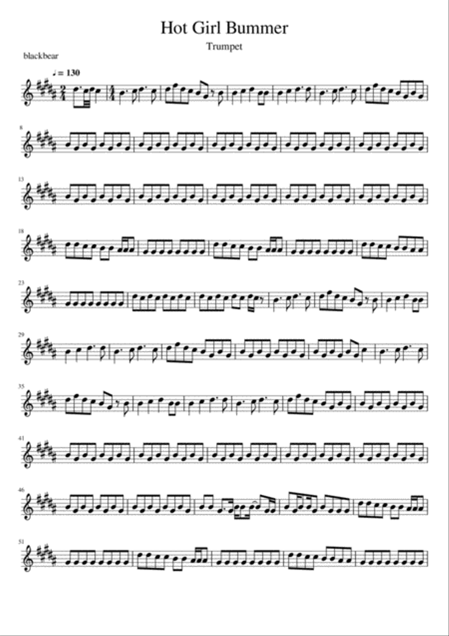 Hot Girl Bummer Hot Girl Bummer Trumpet Solo scores gallery preview page 1