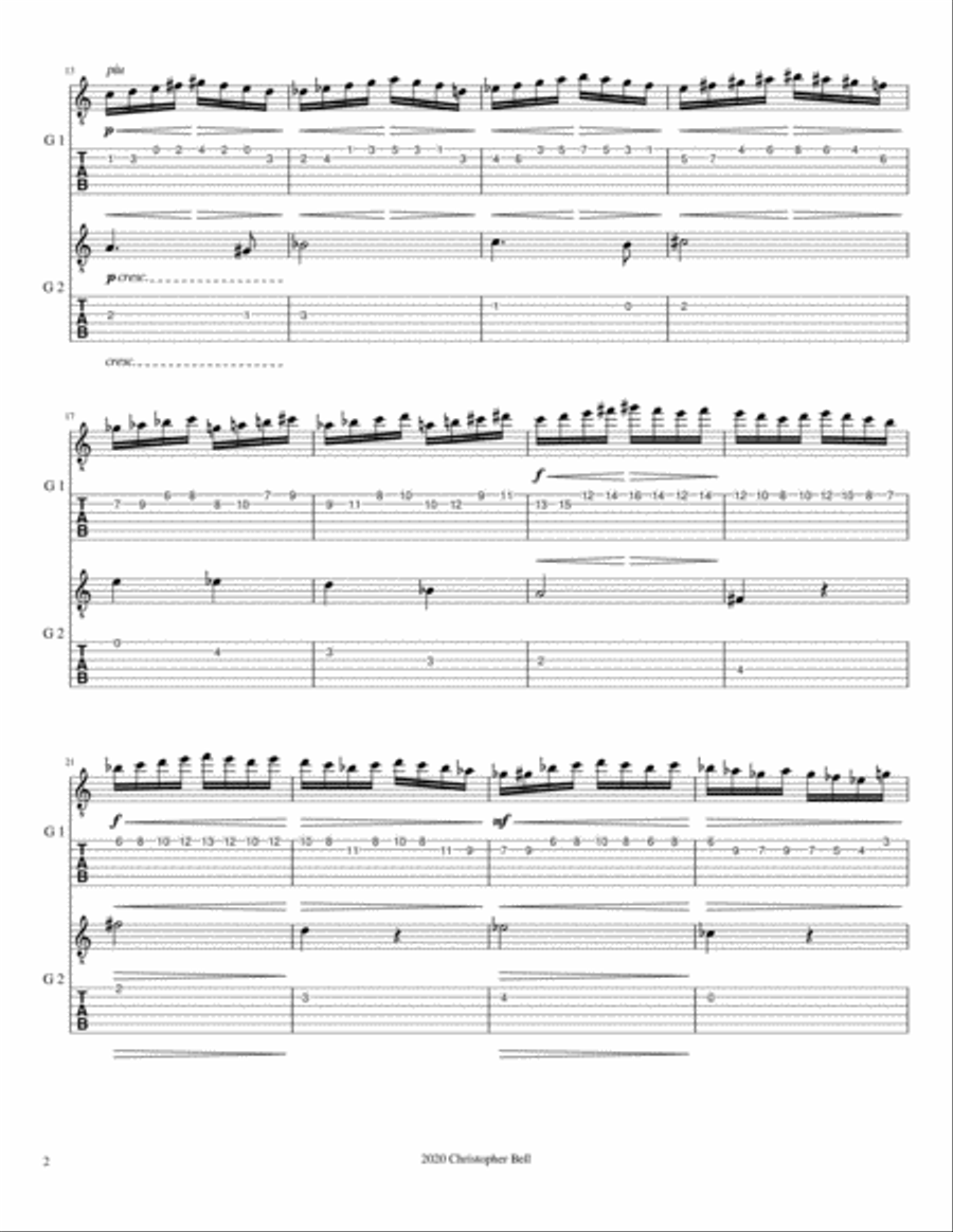 Bela Bartok - Five-Finger Exercise(From 10 Easy Pieces) - Guitar Duet Classical Guitar scores gallery preview page 3