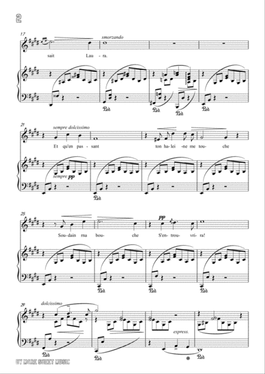 Liszt-Oh!Quand je dors in E Major,for Voice and Piano Voice Solo scores gallery preview page 4