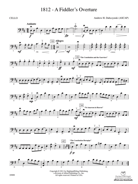 1812 -- A Fiddler's Overture: Cello