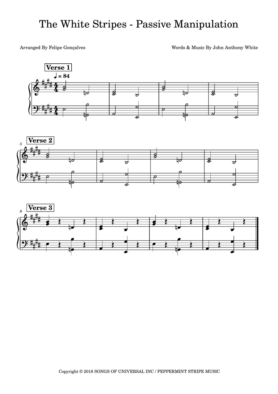 Passive Manipulation Easy Piano scores gallery preview page 1