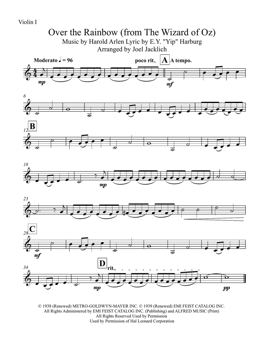 Over The Rainbow (from The Wizard Of Oz) String Quartet scores gallery preview page 4