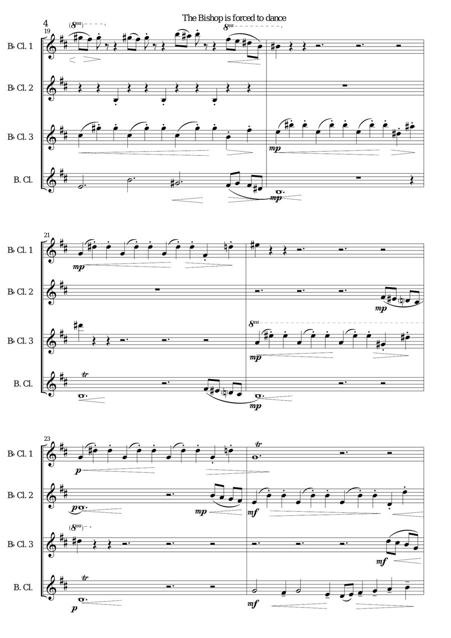 The bishop is forced to dance for clarinet quartet Clarinet Quartet scores gallery preview page 4
