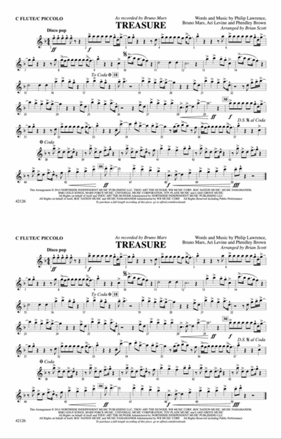 Treasure: Flute Treasure: Flute Marching Band scores gallery preview page 1
