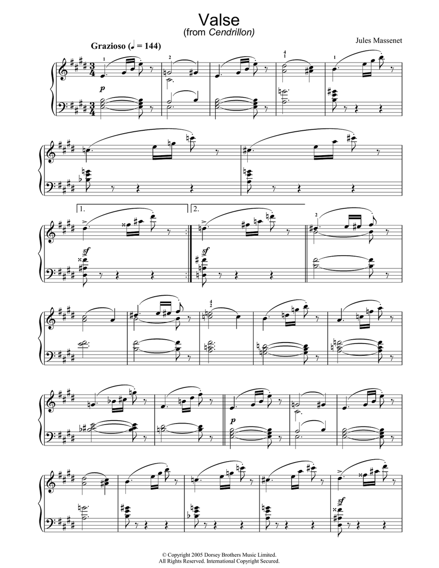 Valse (from Cendrillon) Piano Solo scores gallery preview page 1