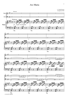 Bach - Gounod Ave Maria, for piano trio, PB007