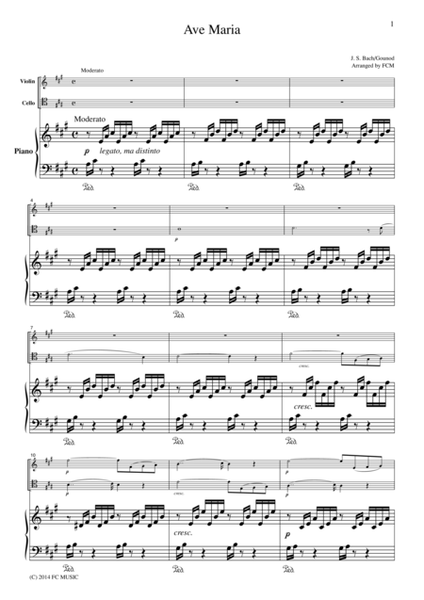 Bach - Gounod Ave Maria, for piano trio, PB007