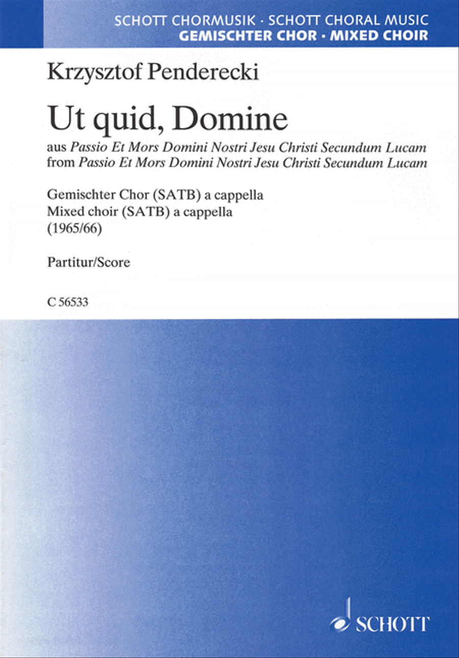 Ut quid, Domine from 'Passio Et Mors Domini Nostri Jesu Christi Secundum Lucam' 4-Part scores gallery preview page 1