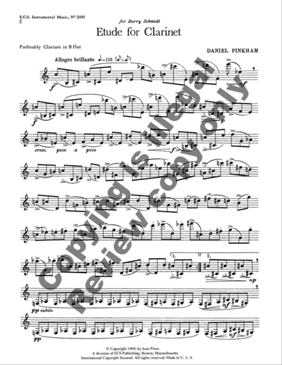 Etude for Clarinet Clarinet Solo scores gallery preview page 4