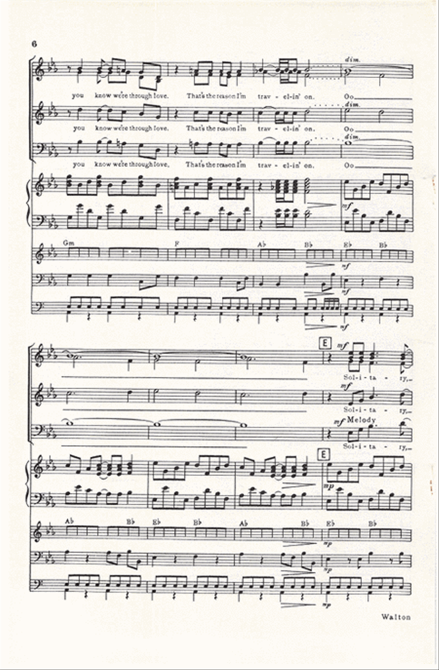 Walkin' Lonely (Vocal Score) Divisi scores gallery preview page 6