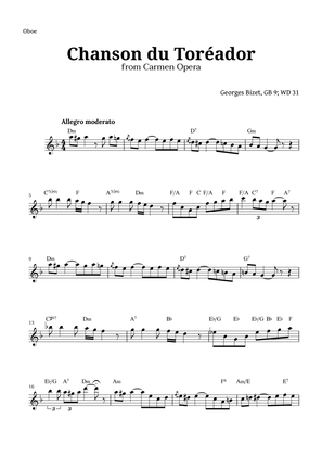Chanson du Toreador by Bizet for Oboe