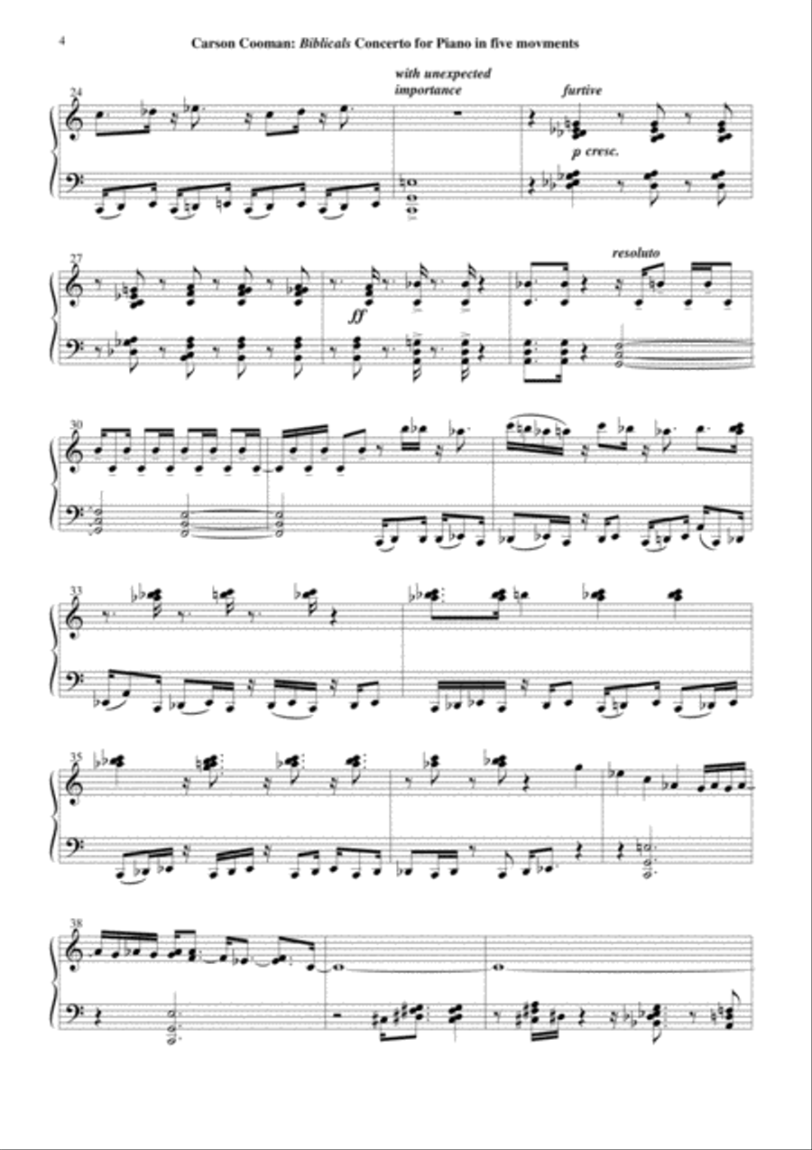 Carson Cooman: Biblicals: Concerto for Solo Piano Piano Solo scores gallery preview page 4