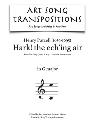Book cover for PURCELL: Hark! the ech’ing air (transposed to G major)