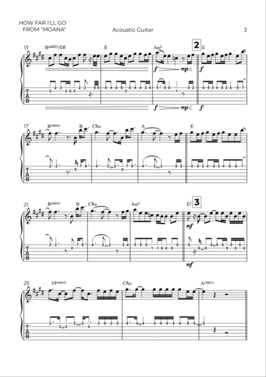 How Far I'll Go Acoustic Guitar scores gallery preview page 3