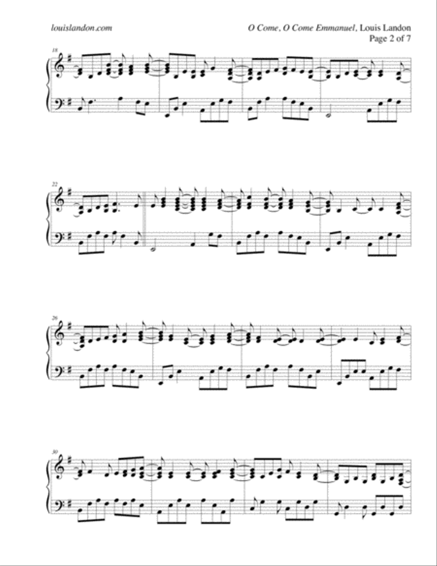 O Come, O Come Emmanuel - Traditional Christmas - Louis Landon - Solo Piano Piano Solo scores gallery preview page 3
