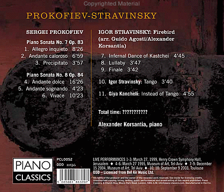 Piano Sonatas; Firebird Transc