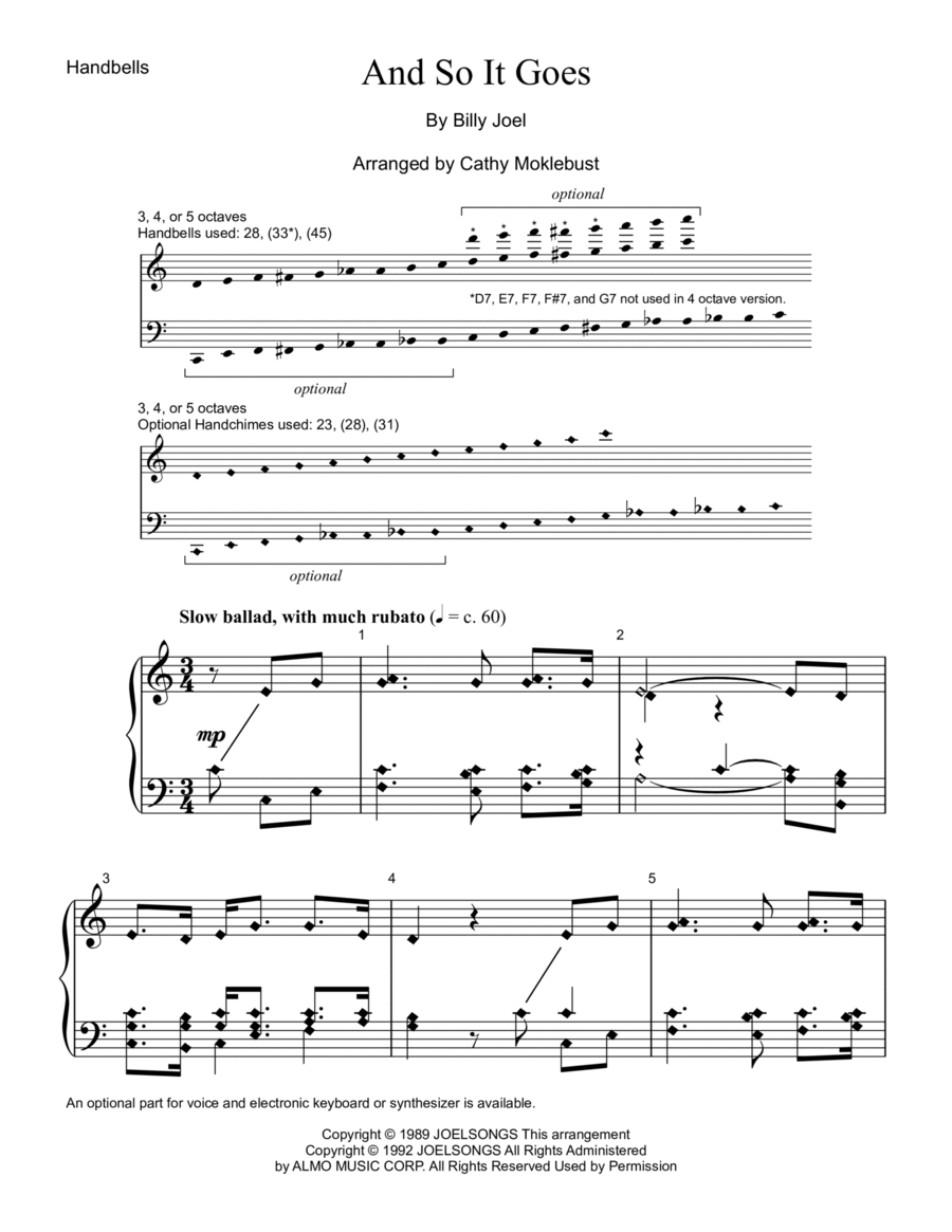 And So It Goes Handbell Choir scores gallery preview page 1