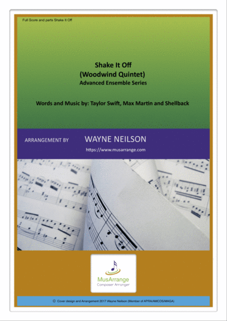 Shake It Off Woodwind Quintet scores gallery preview page 1