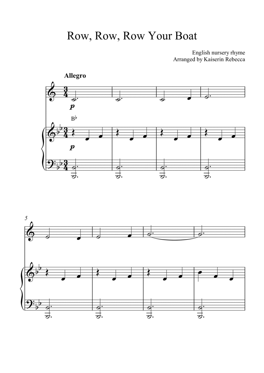 Row, Row, Row Your Boat B-Flat Trumpet scores gallery preview page 1