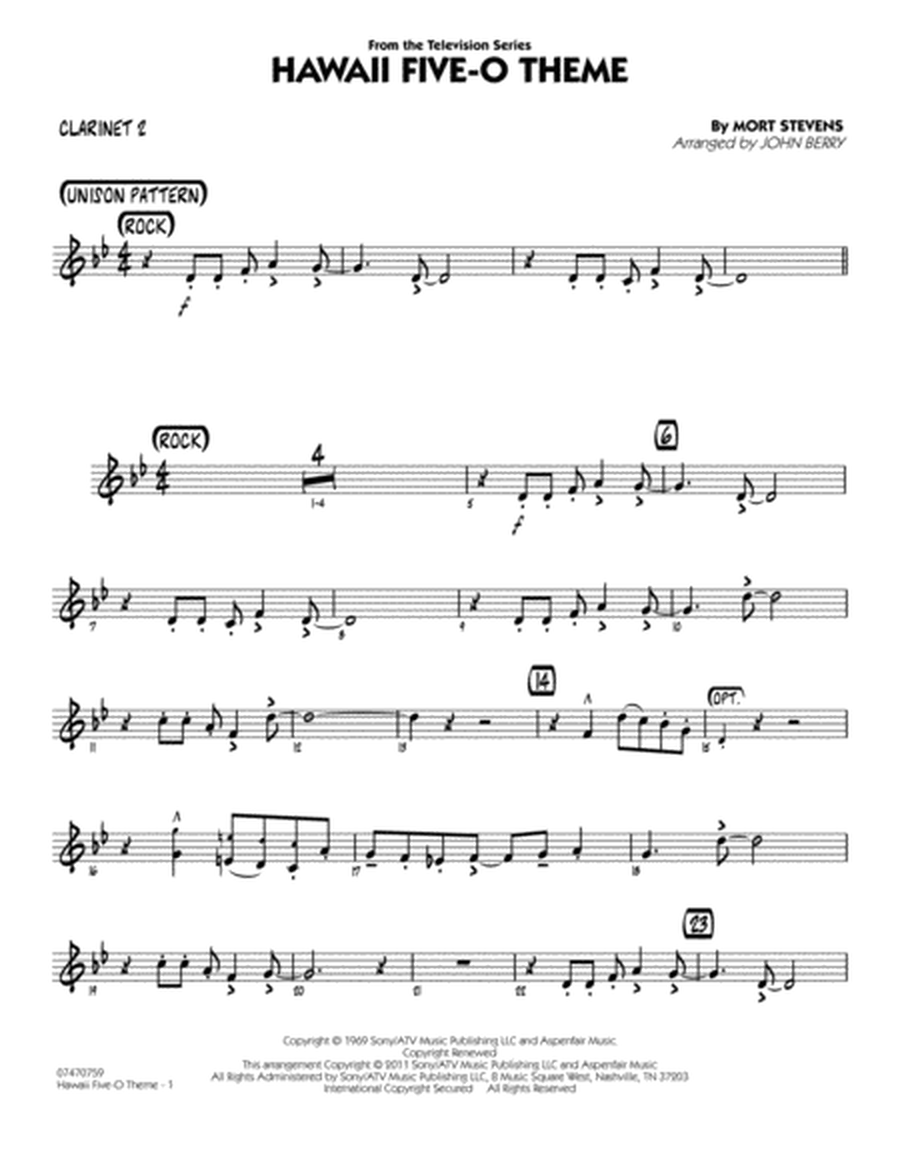 Hawaii Five-O Theme - Bb Clarinet 2