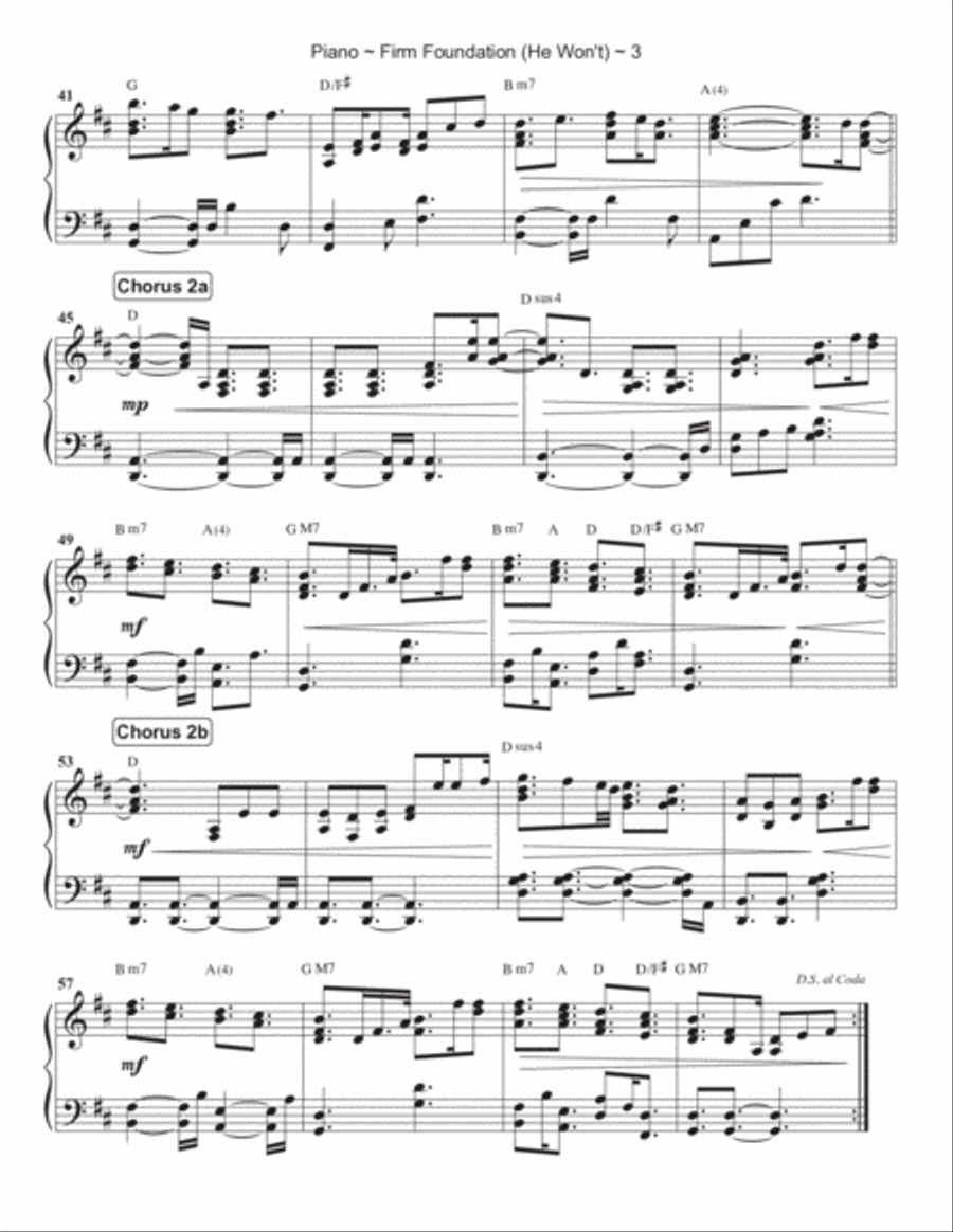 Firm Foundation (He Won't) Piano Solo scores gallery preview page 4