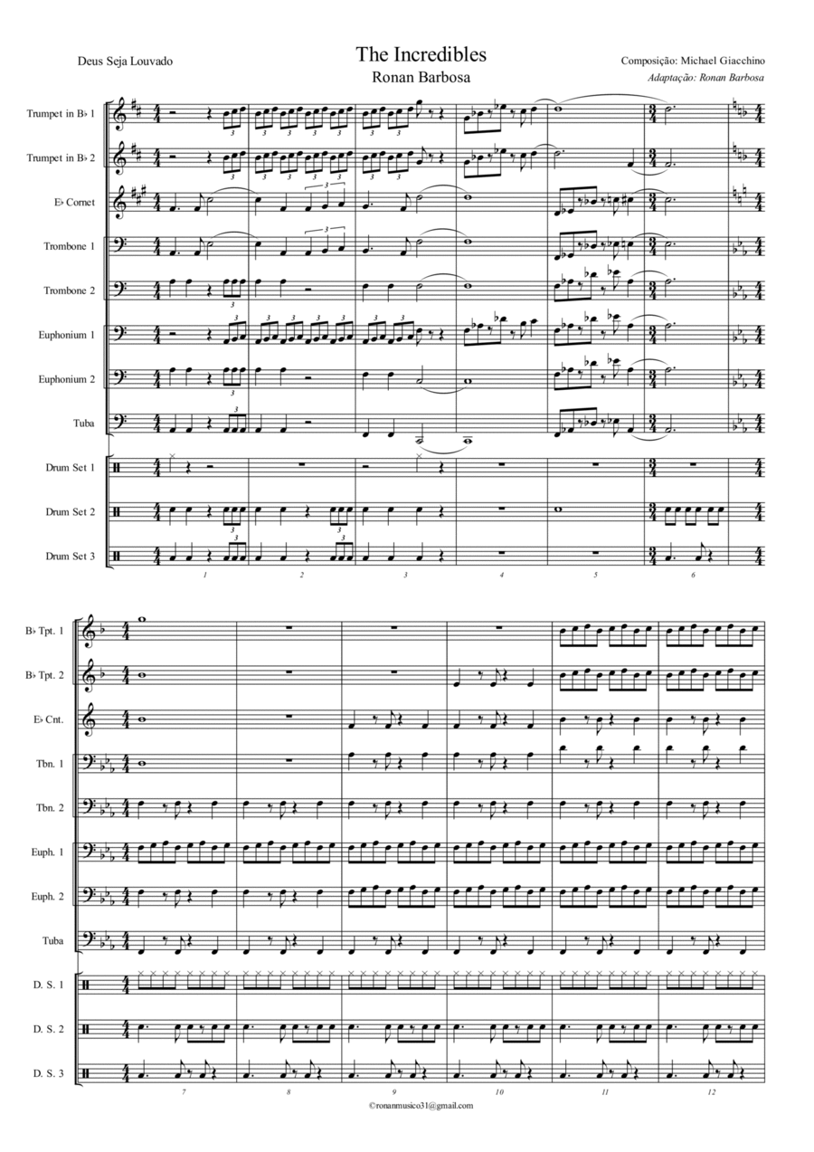 The Incredibles (Main Theme) Marching Band scores gallery preview page 1