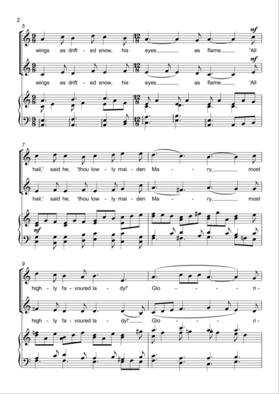 The Angel Gabriel from Heaven came - Gabriel's Message - Two Part Choir SA - Upper Voices SA scores gallery preview page 2