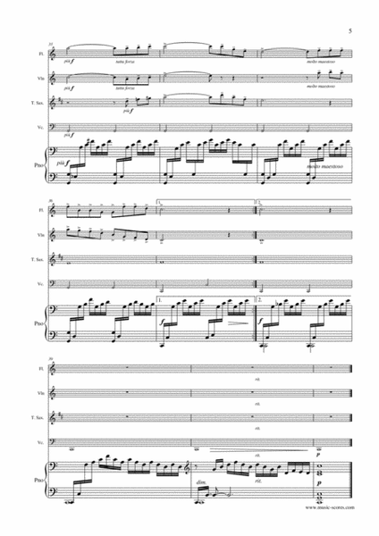 Ave Maria - Flute, Violin, Tenor Sax, Cello and Piano - C major image number null