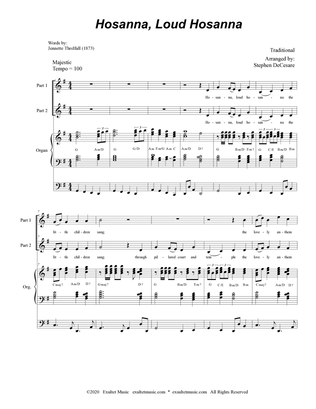 Book cover for Hosanna, Loud Hosanna (2-part choir - Organ accompaniment)