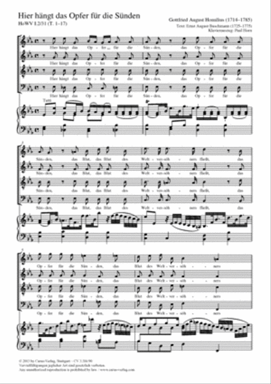 Hier hangt das Opfer fur die Sunden 4-Part scores gallery preview page 1