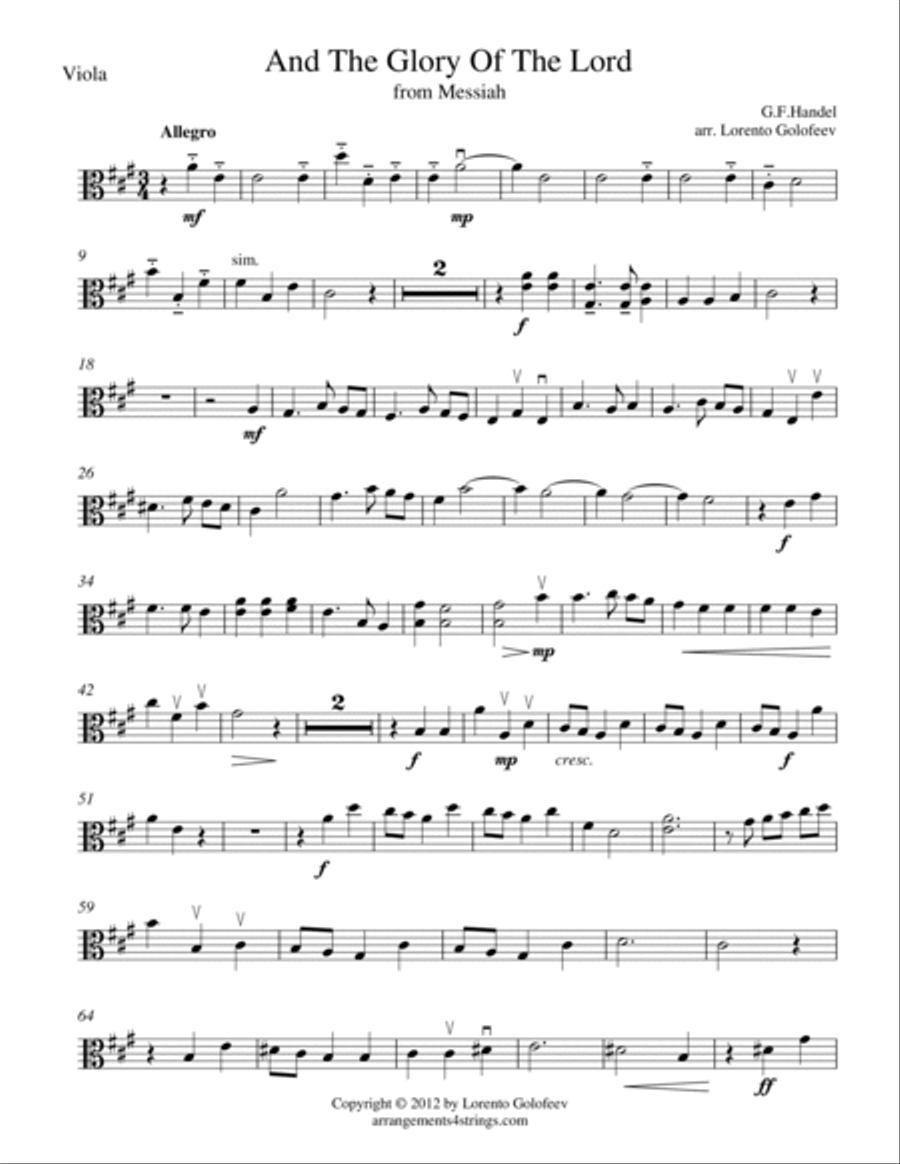 And The Glory from Messiah String Quartet scores gallery preview page 5