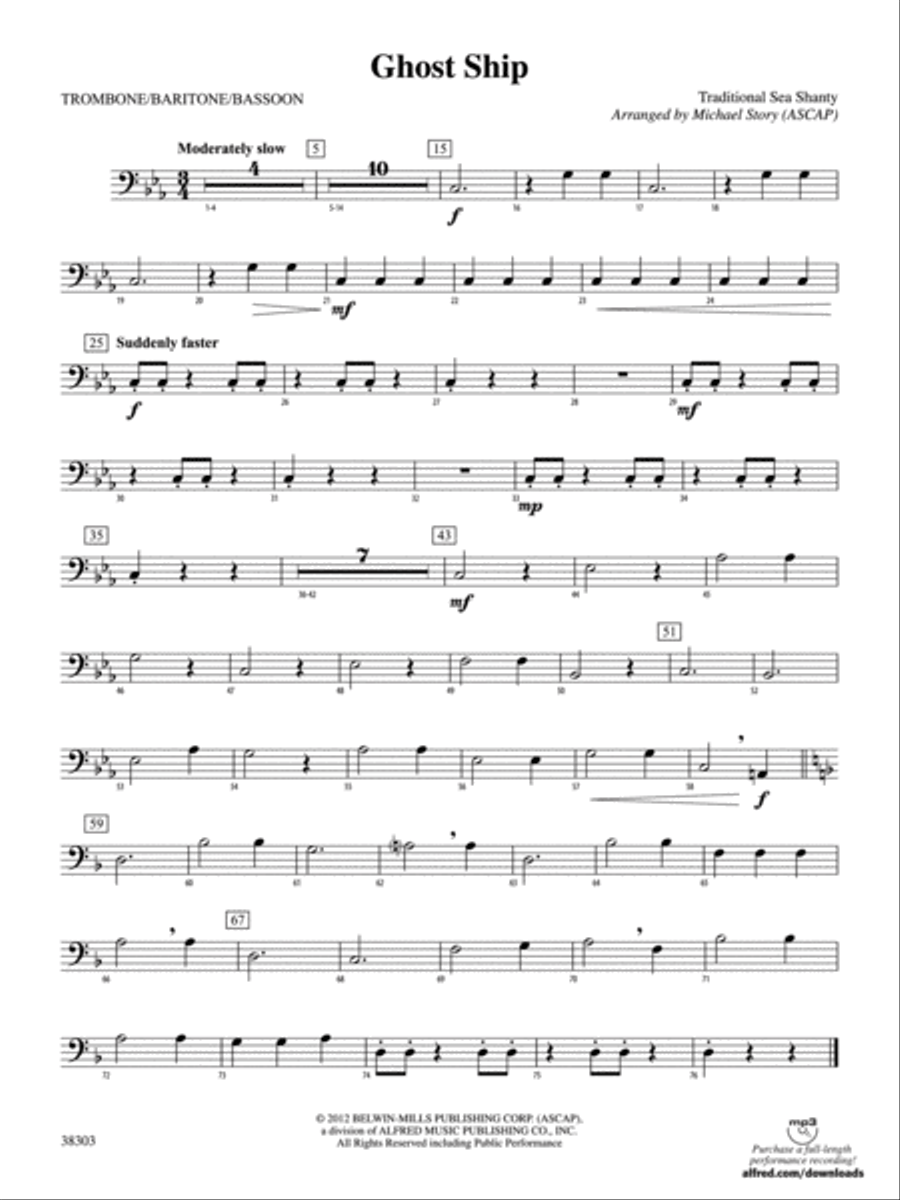 Ghost Ship: 1st Trombone Concert Band scores gallery preview page 1