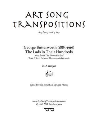 Book cover for BUTTERWORTH: The Lads in Their Hundreds (transposed to A major)