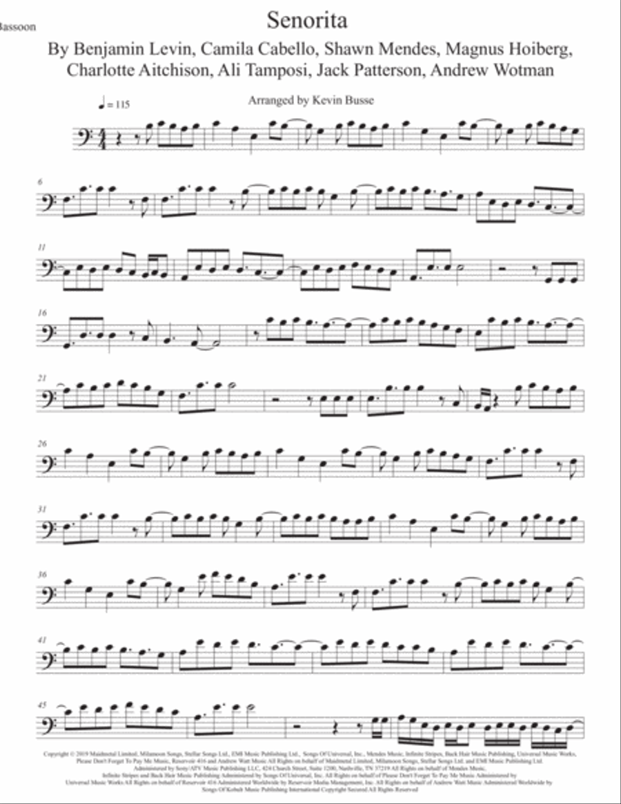 Senorita Bassoon Solo scores gallery preview page 1