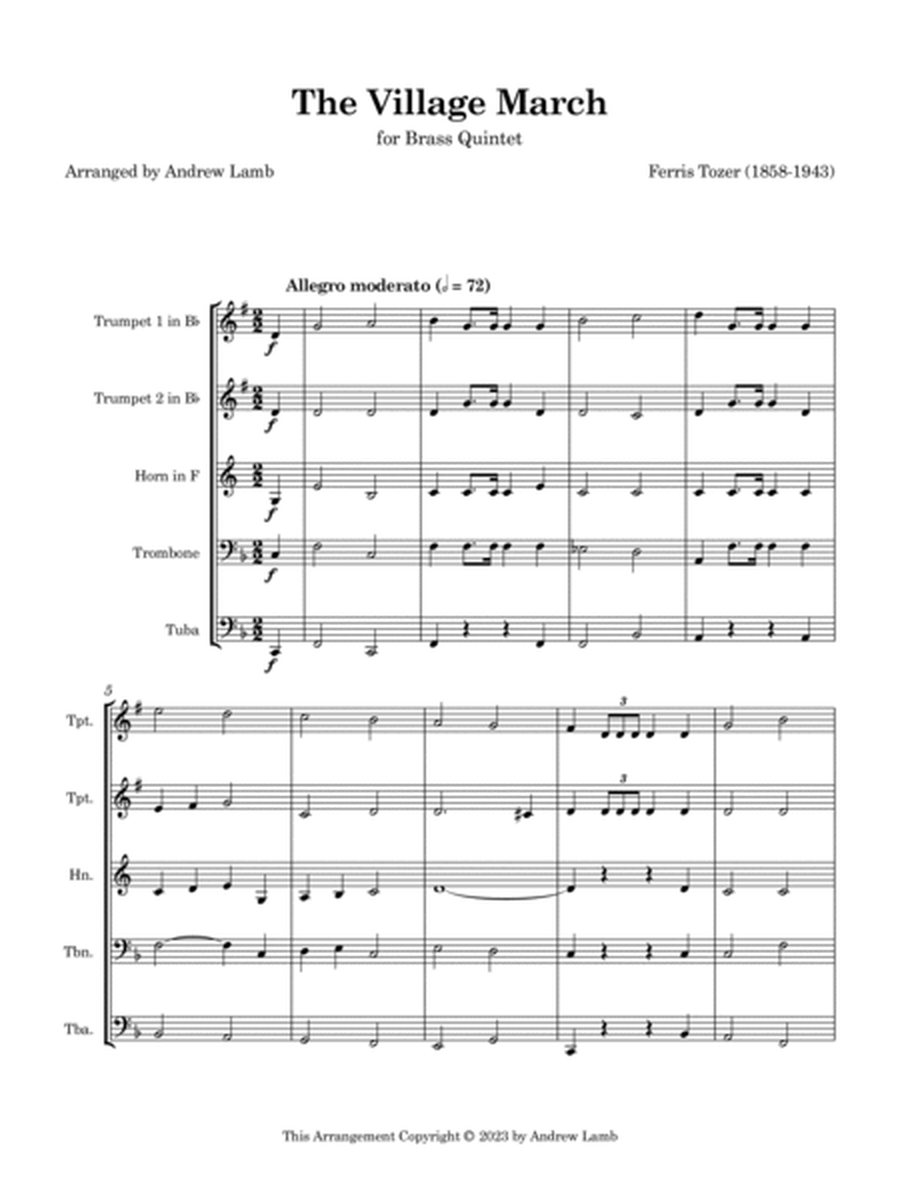 The Village March (by Ferris Tozer, arr. for Brass Quintet) image number null