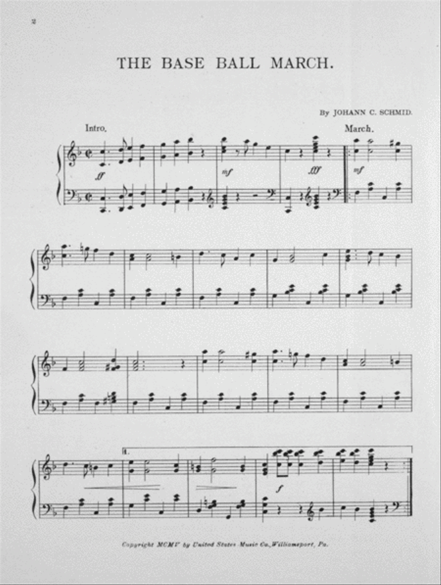 The Baseball March and Two-Step Piano Solo scores gallery preview page 2