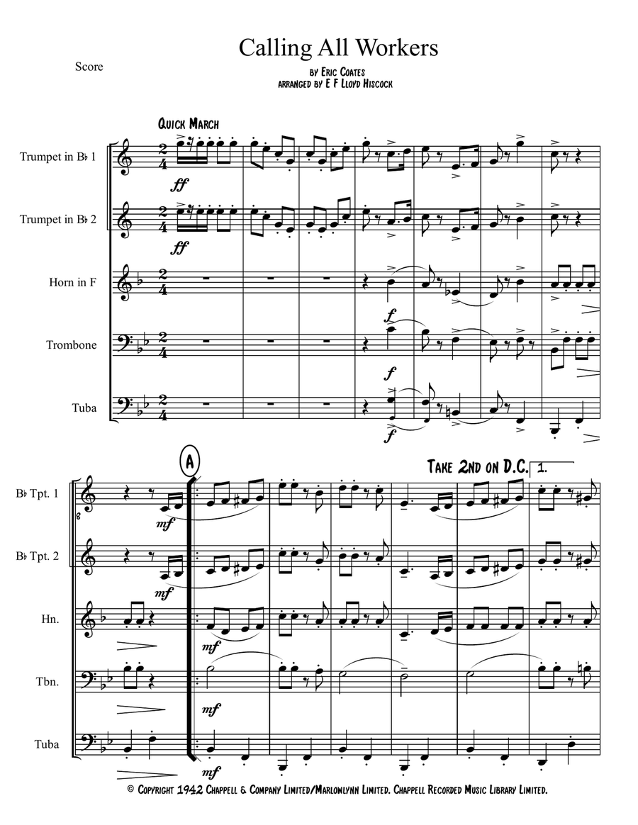 Calling All Workers Calling All Workers Brass Ensemble scores gallery preview page 1