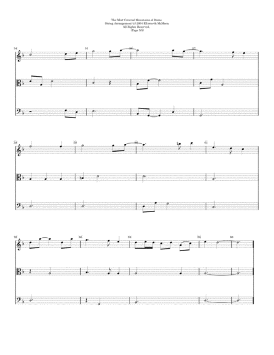 Mist-Covered Mountains of Home For Classical String Trio (Violin, Viola, and Cello) String Quartet scores gallery preview page 6