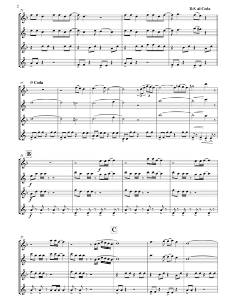 Sweet Dreams (are Made Of This) Saxophone Quartet scores gallery preview page 3