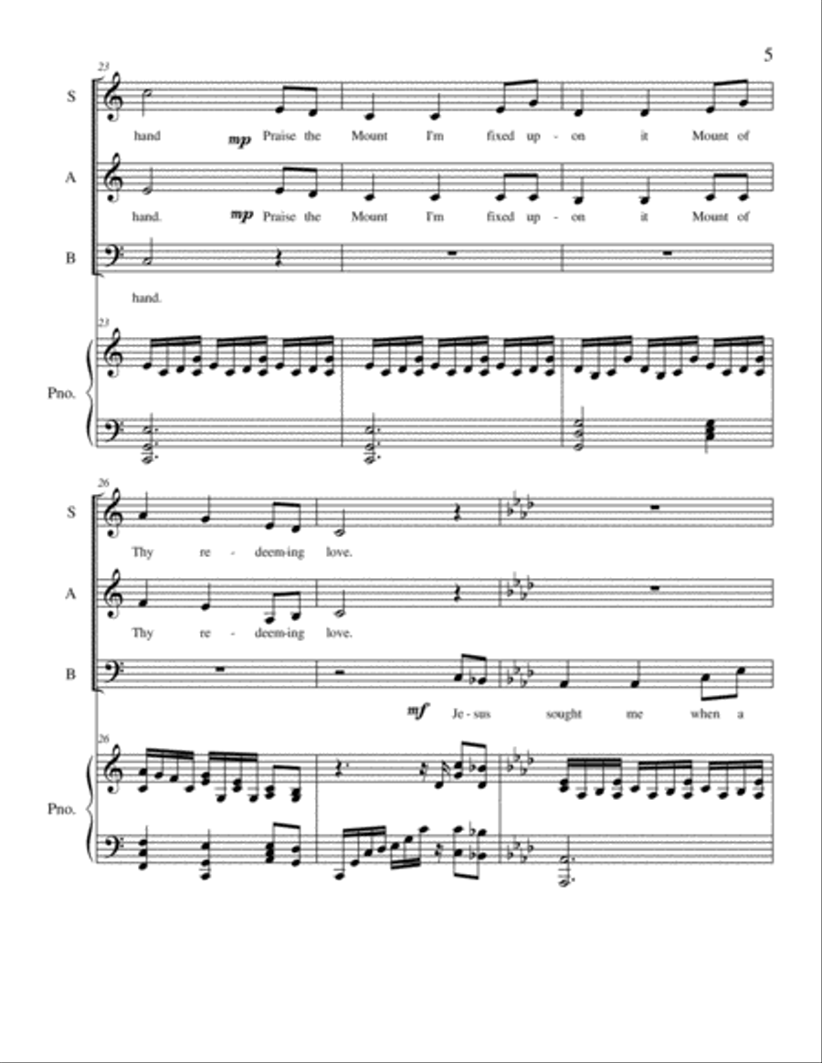 Come Thou Fount of Every Blessing / We Thank Thee, O God, For A Prophet 3-Part scores gallery preview page 6