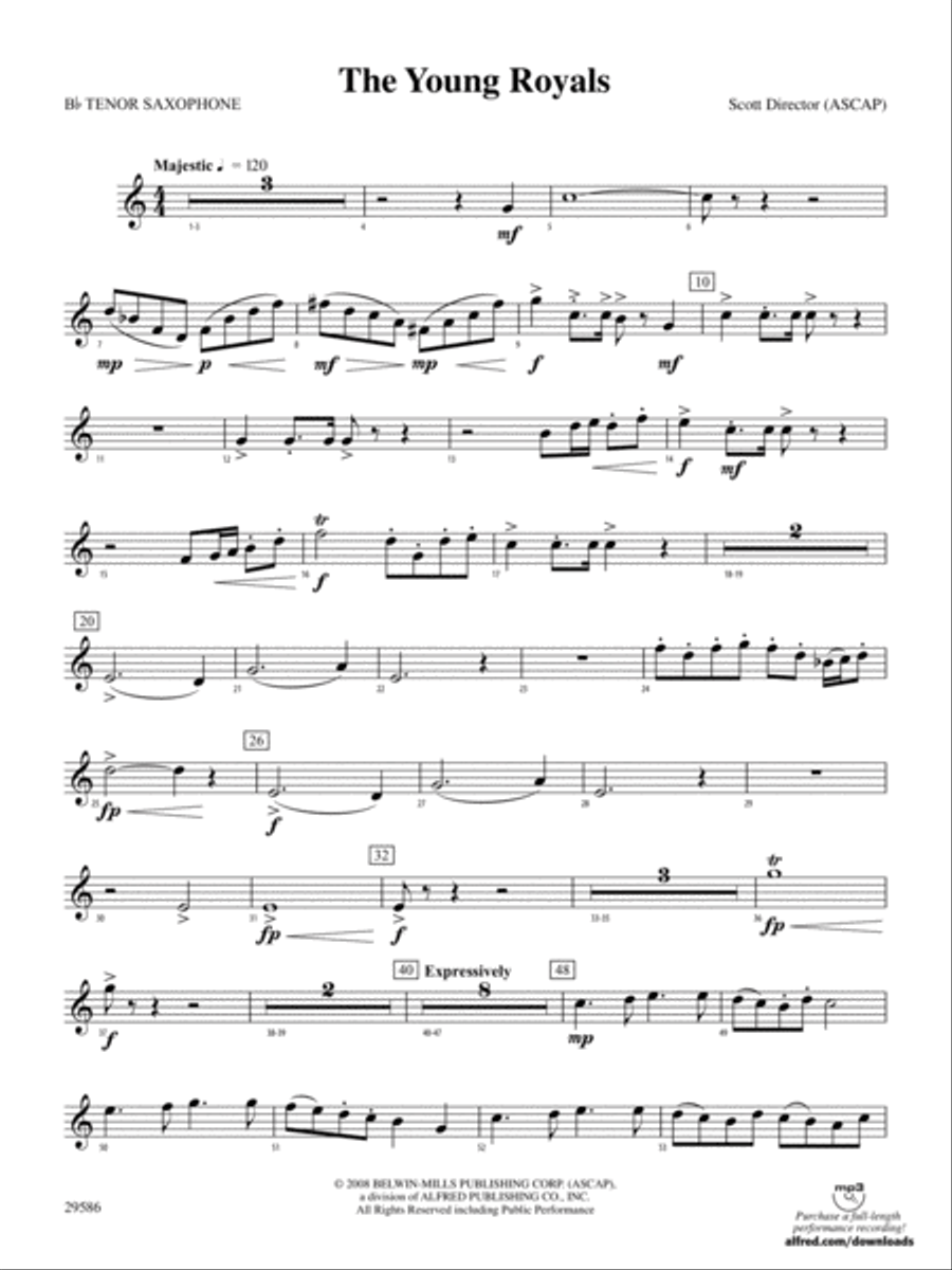 The Young Royals: B-flat Tenor Saxophone Concert Band scores gallery preview page 1