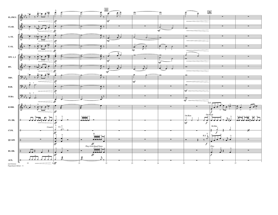 Paperback Writer - Full Score Marching Band scores gallery preview page 4