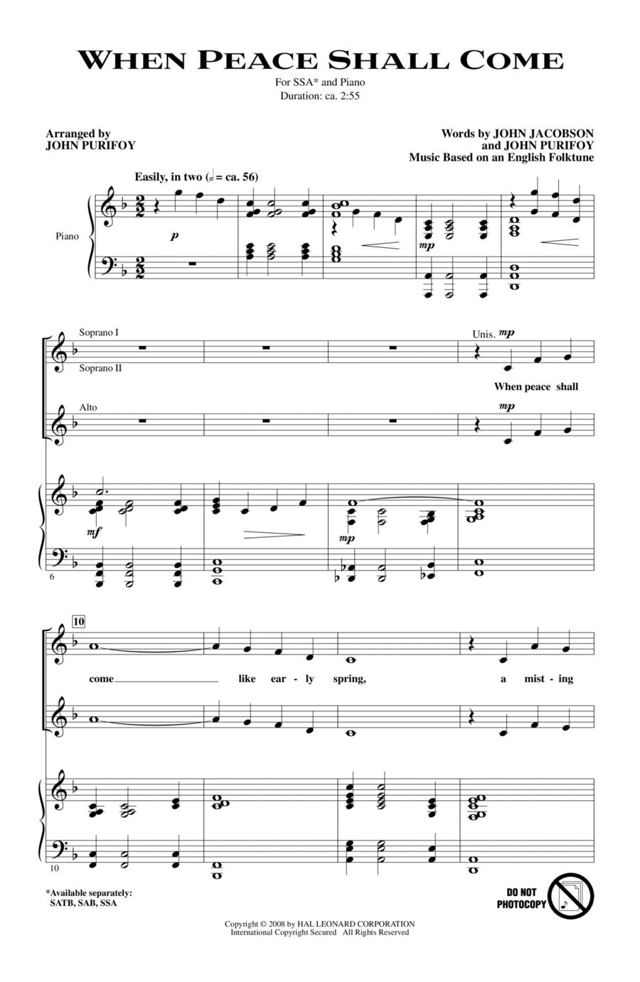 When Peace Shall Come SSA scores gallery preview page 1