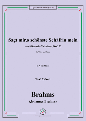 Book cover for Brahms-Sagt mir,o schönste Schäfrin mein,WoO 33 No.1,in A flat Major,for Voice&Pno
