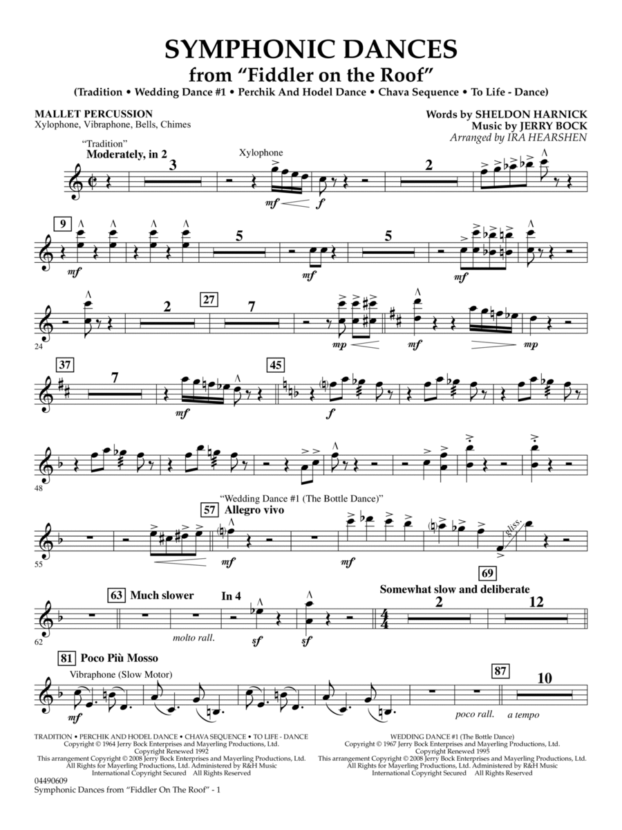 Symphonic Dances (from Fiddler On The Roof) (arr. Ira Hearshen) - Mallet Percussion