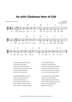 As with Gladness Men of Old (Key of F Major)