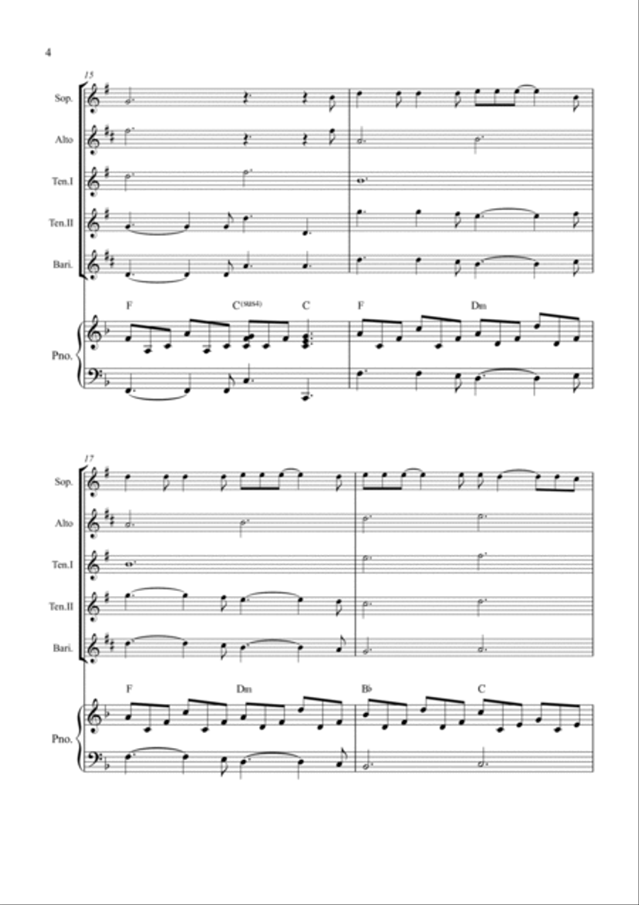 Hallelujah Saxophone Quintet scores gallery preview page 4