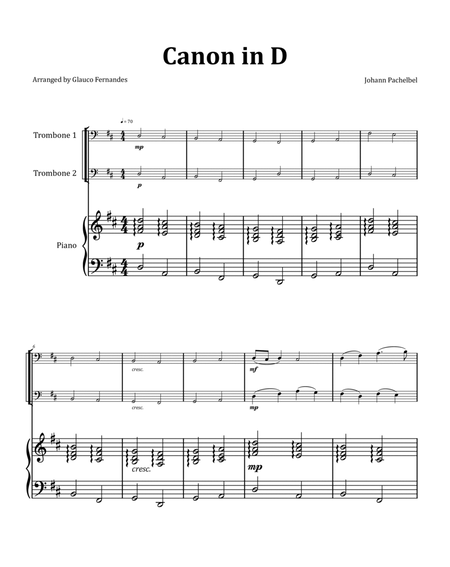 Canon by Pachelbel - Trombone Duet with Piano image number null