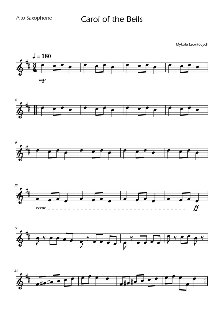 Carol of the Bells - Sax Duet AT Woodwind Duet scores gallery preview page 4