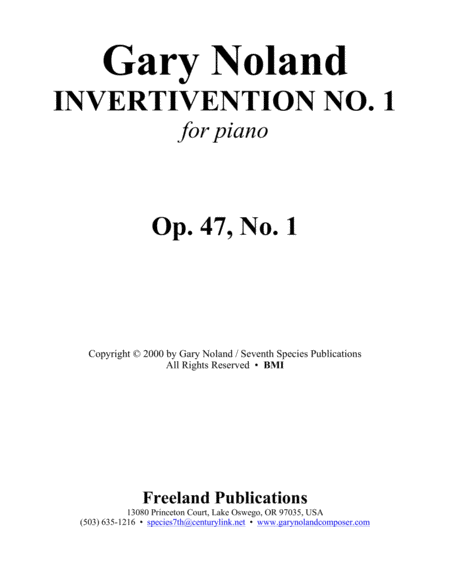Invertivention No. 1 for piano Op. 47, No. 1